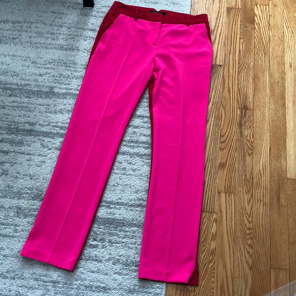 BCBG MaxAzria Neon Pink Monique Color Block Pants - Picture 3 of 10